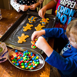 kids baking halloween cookies siblings fun family tray m&m buddy fruits UGC content