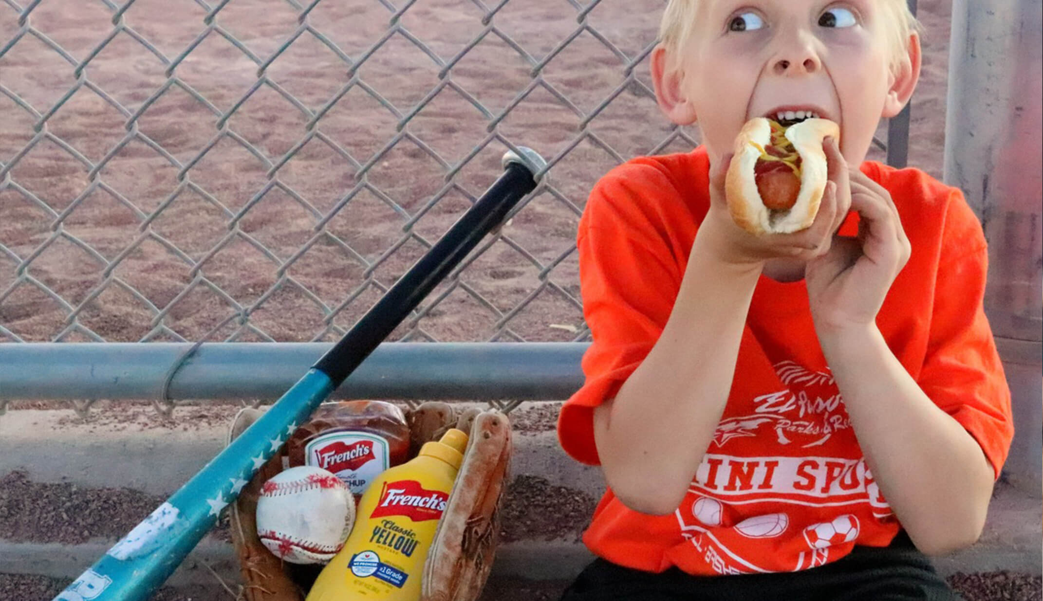 funny kid eating hot-dog baseball bat funny pic UGC content