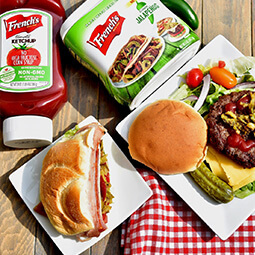 flat lay hamburger jalapeño french’s ketchup UGC content